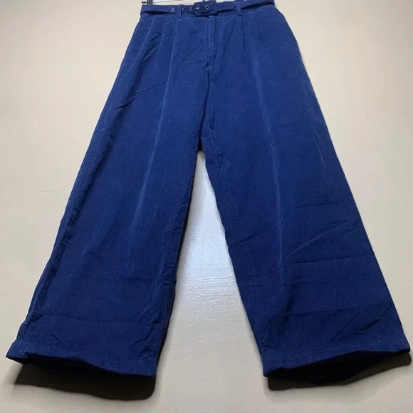 Christine Alcalay Blue Corduroy Straight Leg Ankle Length Pants